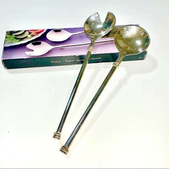 Dining Silver Plated Salad Serving Spoon And Fork Poshmark